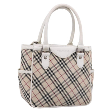 BURBERRY Nova Check Hand Bag Canvas Beige Silver Auth 198700A
