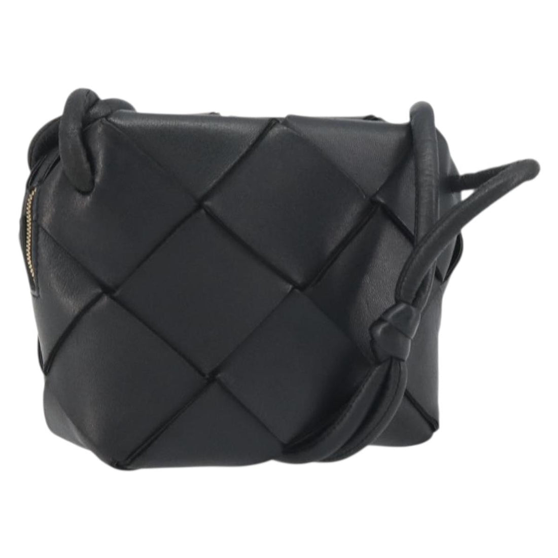 BOTTEGA VENETA MAXI INTRECCIATO Shoulder Bag Leather Black Gold Auth 198658A