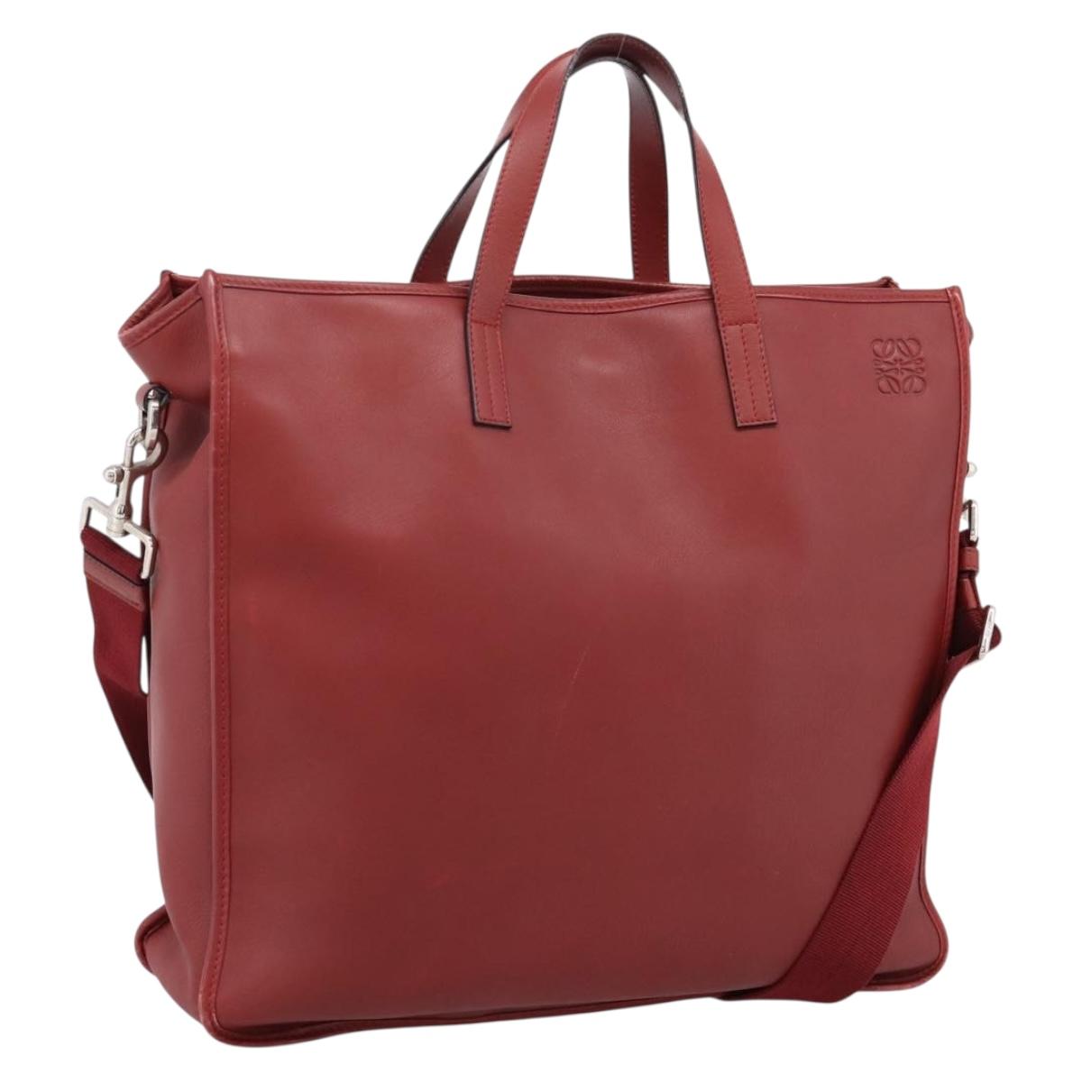 Loewe Handbag Leather 2way Red Silver