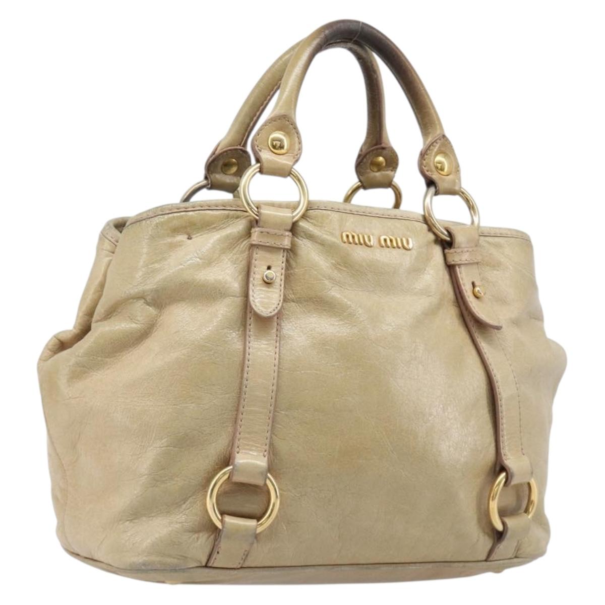 Miu Miu Handbag Leather Beige Gold Tone