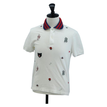 GUCCI Polo Shirt Short-Sleeved T-Shirt Cotton S White Auth 196745M