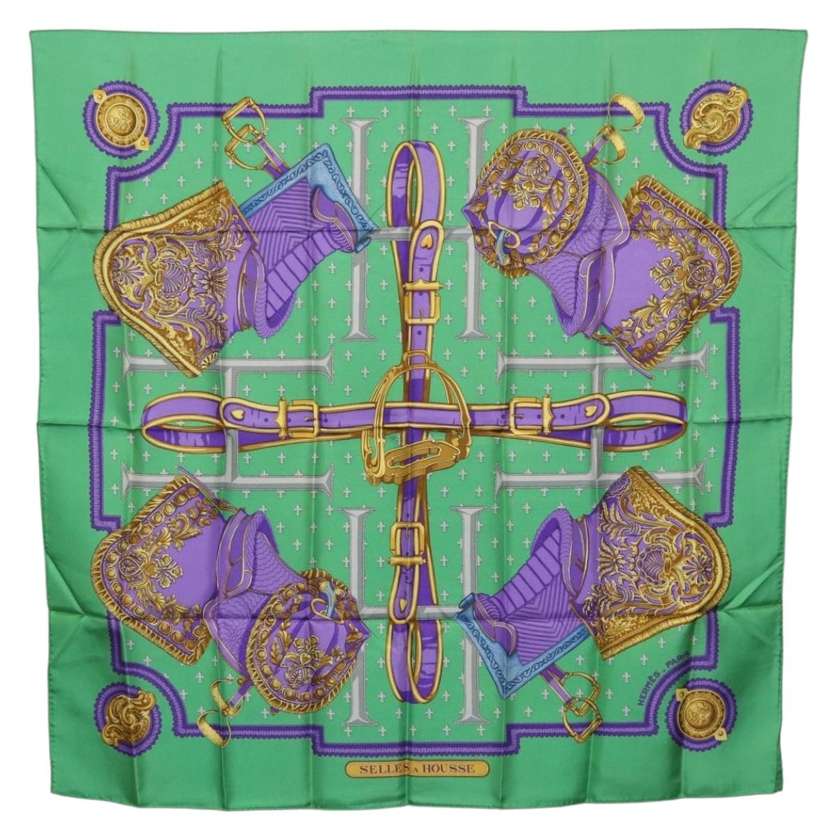 Hermès Carre 90 Scarf Silk Green