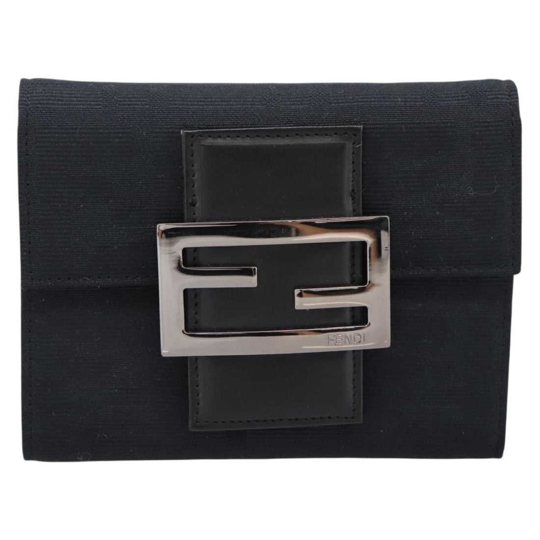 FENDI Zucca Canvas Compact Trifold Wallet Black Auth am12424V