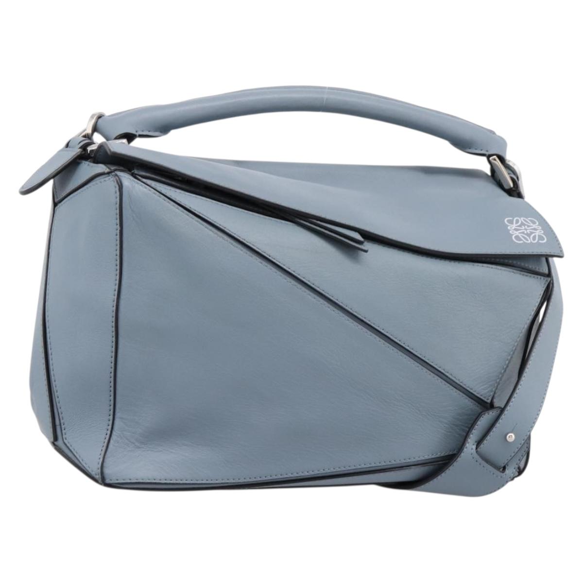 Loewe Puzzle Bag Handbag Leather 2way Light Blue Silver