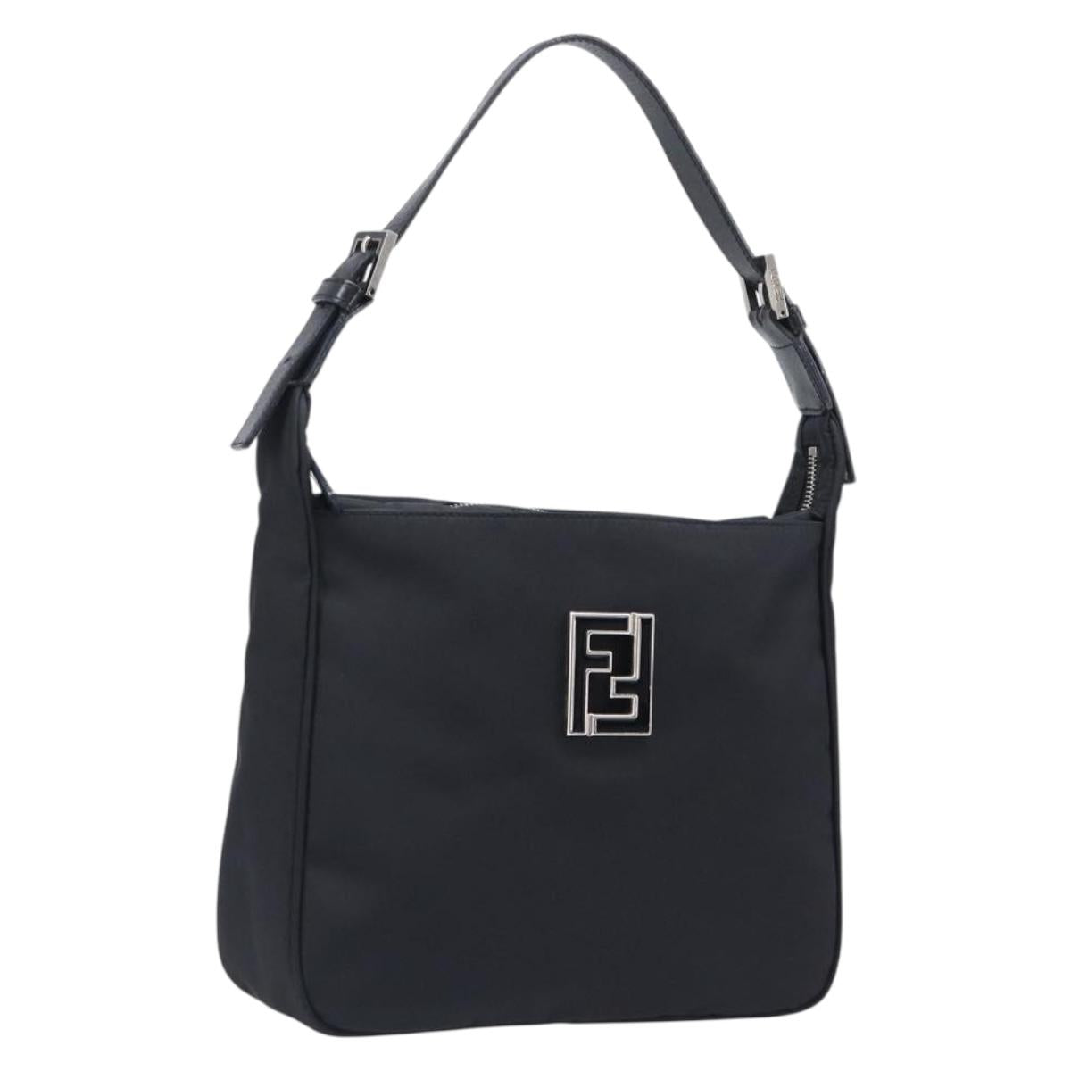 Fendi Shoulder Bag Nylon Black Silver