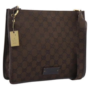Gucci GG Canvas Shoulder Bag Brown Gold