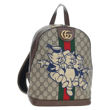 GUCCI GUCCI x Disney GG Supreme Backpack PVC Beige Gold 552884 Auth 196367M