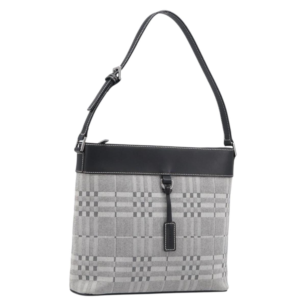 Burberry Shoulder Bag Canvas Gray Silver