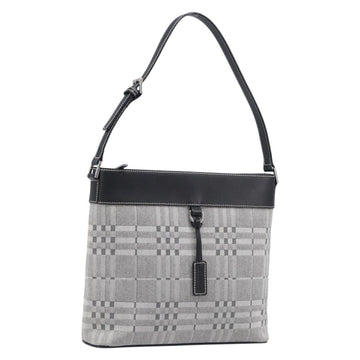 Burberry Shoulder Bag Canvas Gray Silver