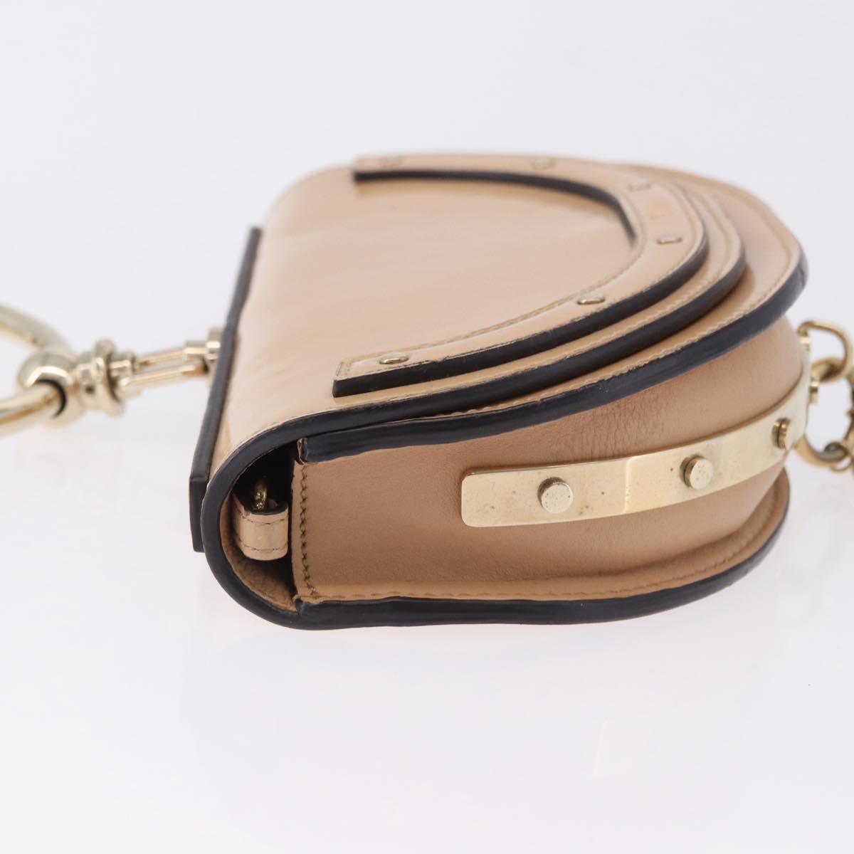 Chloe Nile Minaudire Hand Bag Patent Beige Gold Tone Auth 198468A