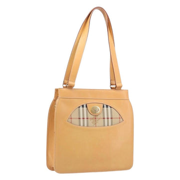 Burberrys Nova Check Shoulder Bag Leather Beige Gold
