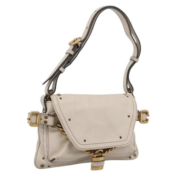 Chloé Paddington Shoulder Bag Leather Outlet White Gold Tone
