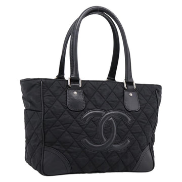 Chanel Matelasse Handbag Nylon Black Silver CC