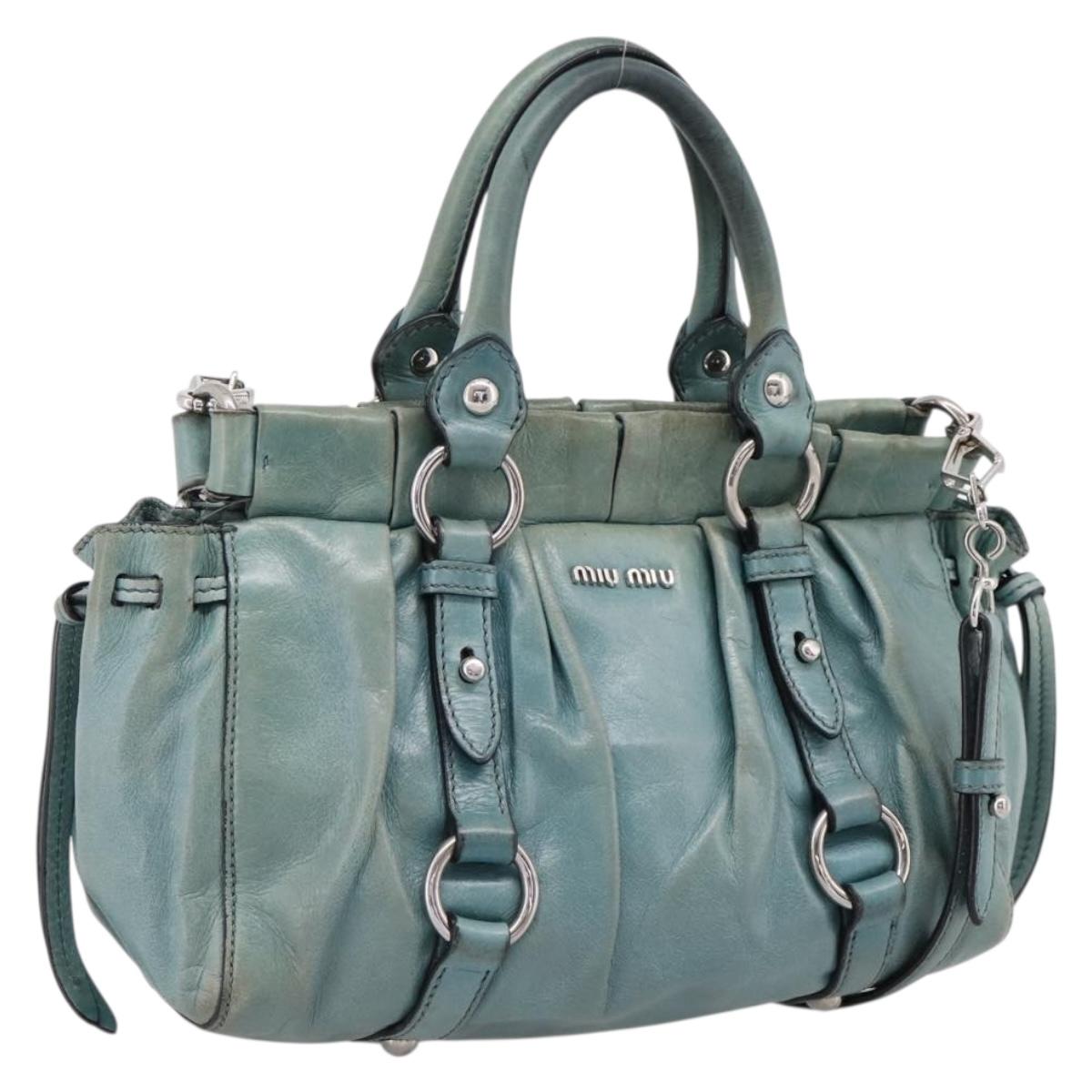 Miu Miu Handbag Leather 2way Light Blue Silver