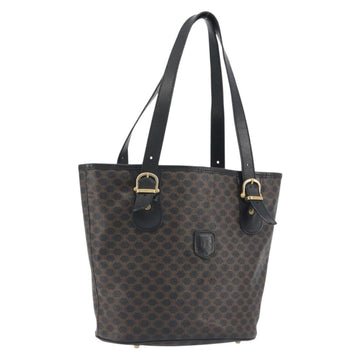 CELINE Macadam Tote Bag PVC Leather Black Gold Tone Auth BA14899
