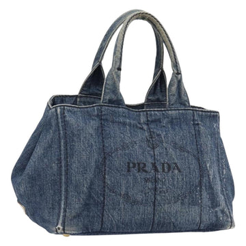 Prada Canapa MM Handbag Denim Blue Gold (Grade CD)