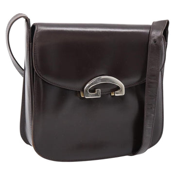 GUCCI Shoulder Bag Leather Brown Gold Tone Auth ep15755