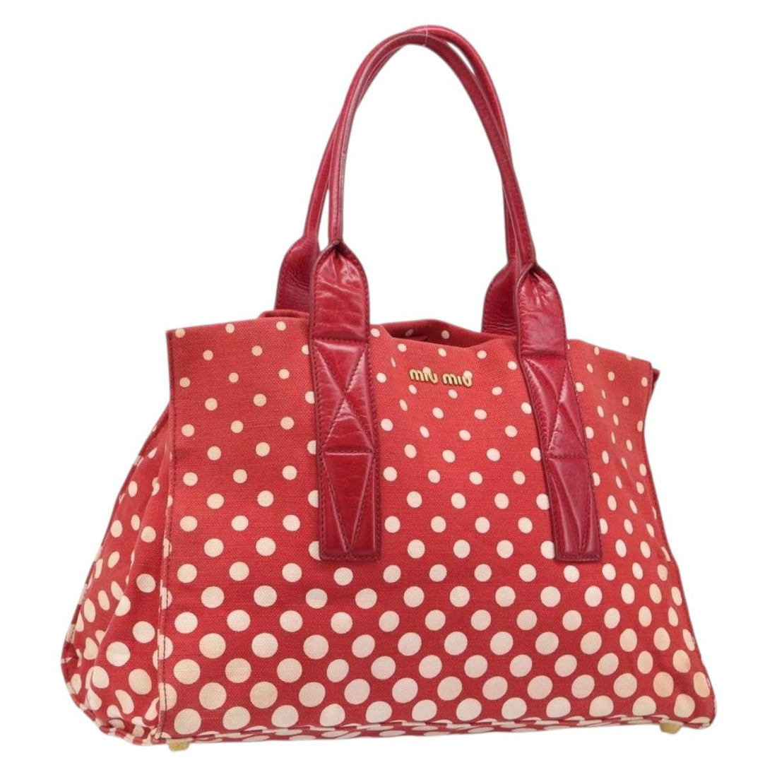 Miu Miu Handbag Canvas Red Gold