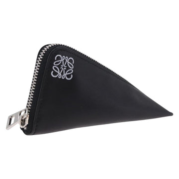 LOEWE Anagram Coin Purse Leather Black Silver Auth 196648M