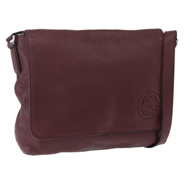 Gucci Interlocking Shoulder Bag Leather Bordeaux Silver