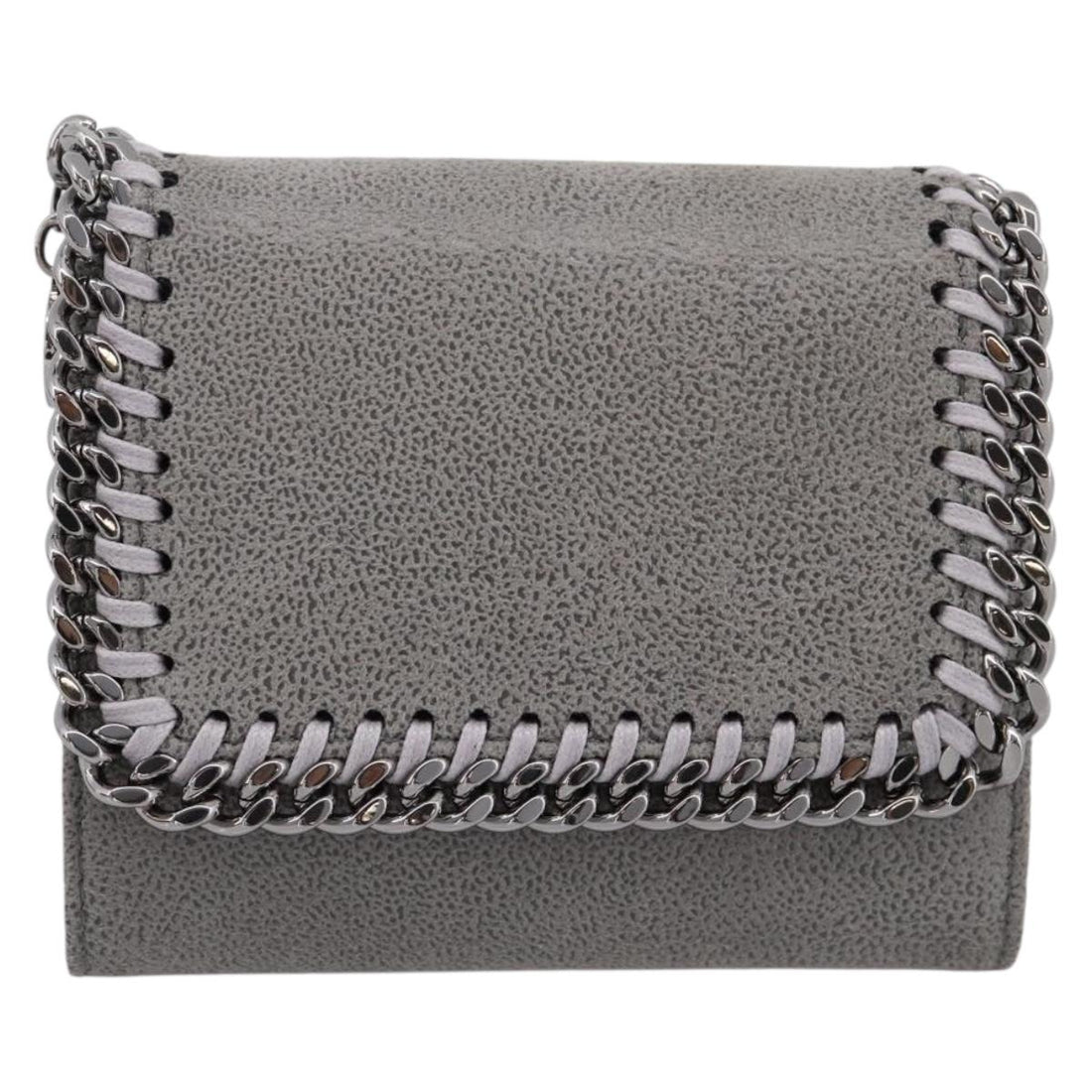Stella MacCartney Compact Fabera Trifold Wallet Suede Gray Silver Auth am12433V
