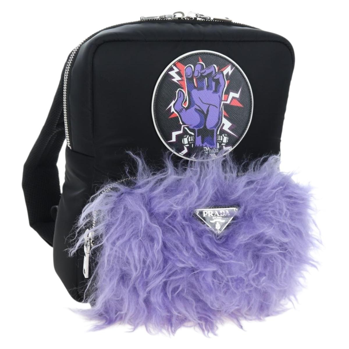 Prada Frankenstein Backpack Nylon Black Purple
