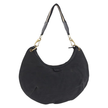 GUCCI Sherry Line Shoulder Bag Canvas Black Gold 106663 Auth ka5705