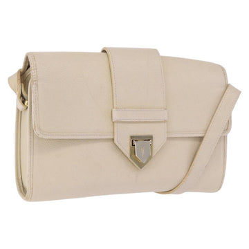 SAINT LAURENT Shoulder Bag Leather White Gold Auth BA15275