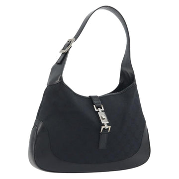 GUCCI GG Canvas Jackie Shoulder Bag Black Silver 001 3306 Auth 198620V
