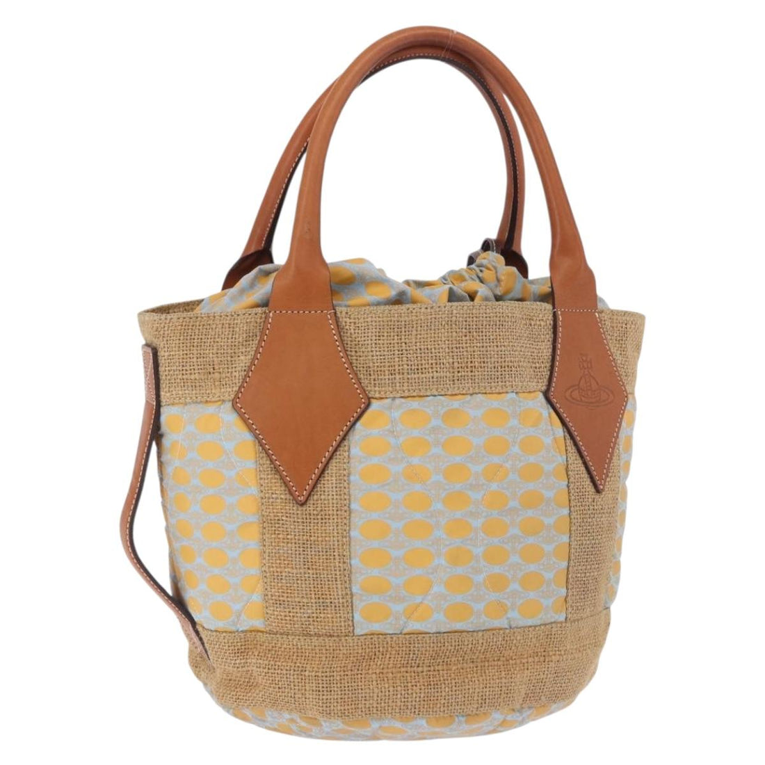 Vivienne Westwood Hand Bag Straw Light Blue Beige Auth 198376