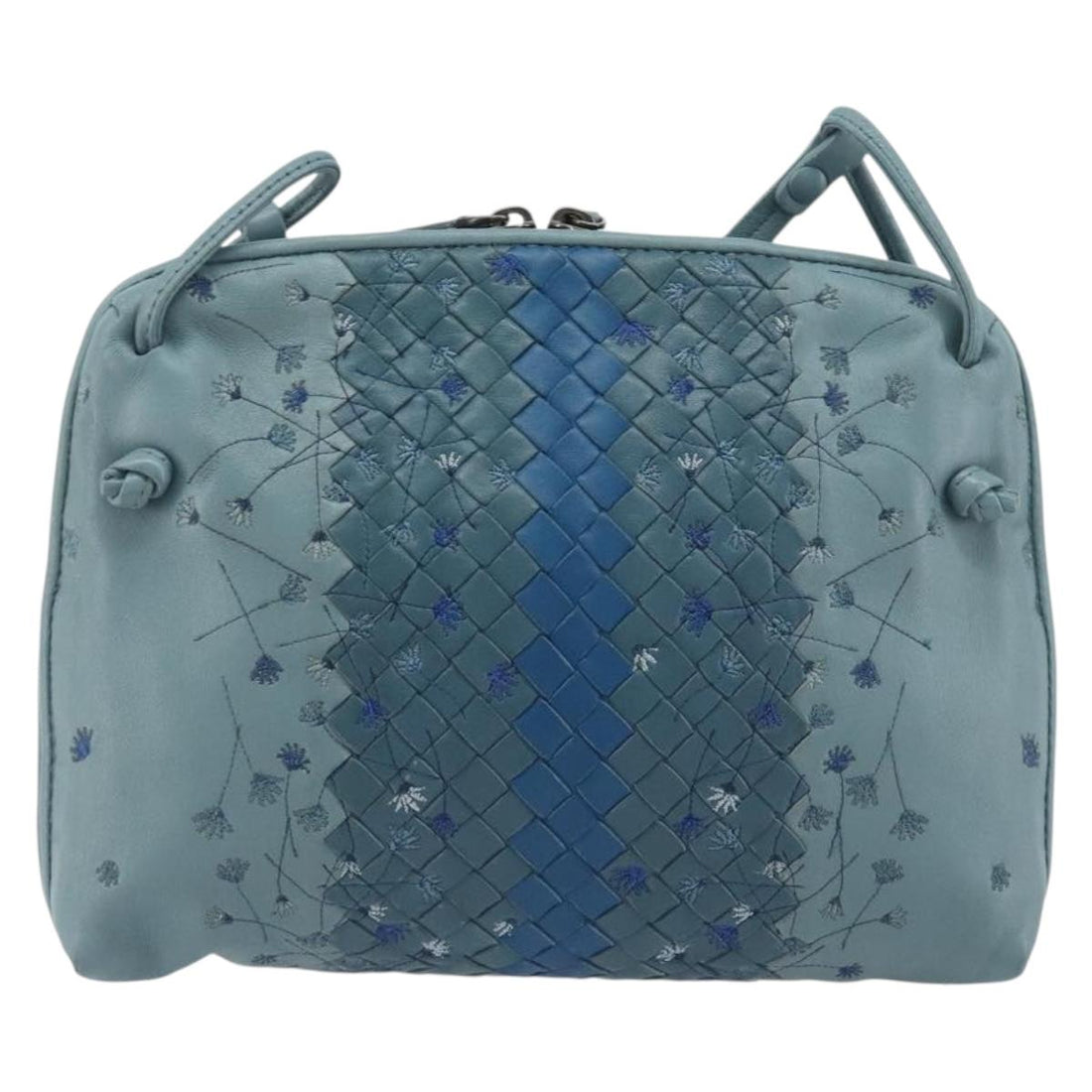 BOTTEGA VENETA INTRECCIATO Shoulder Bag Leather Light Blue Auth 198667A