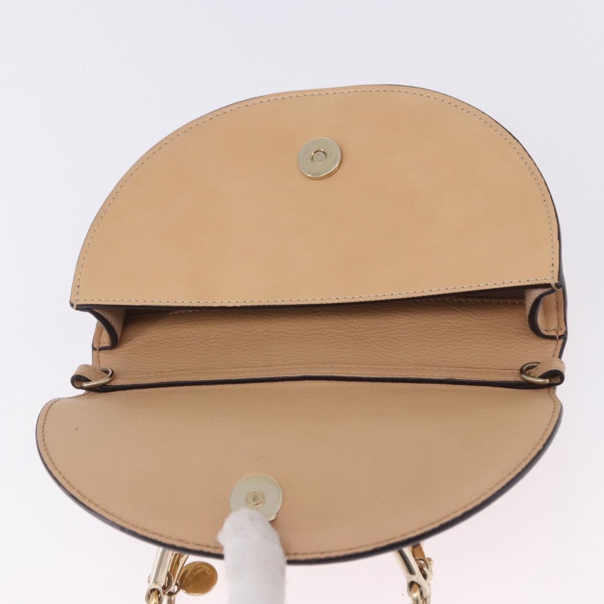 Chloe Nile Minaudire Hand Bag Patent Beige Gold Tone Auth 198468A