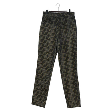 FENDI Zucca Canvas Pants XO Black Brown Auth 186981A