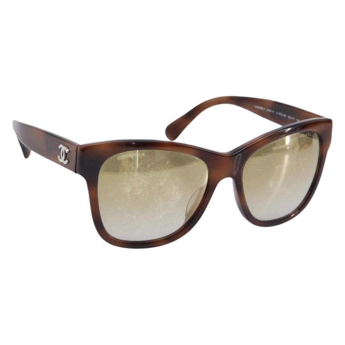 Chanel Sunglasses Plastic Brown Silver CC