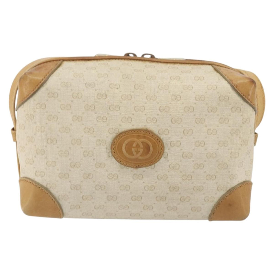 GUCCI Micro GG Supreme Shoulder Bag PVC Ivory Gold 67 01 5294 Auth 196335