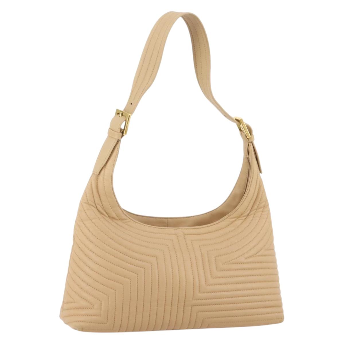 Bally Shoulder Bag Leather Beige Gold