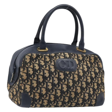 Christian Dior Trotter Canvas Handbag Navy Gold Tone