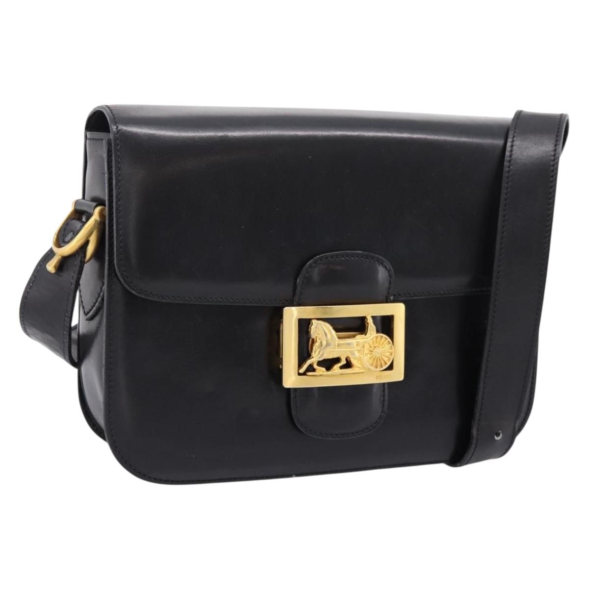 Celine Shoulder Bag Leather Black Gold (Grade C)