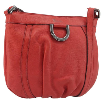 GUCCI Abbey Shoulder Bag Leather Outlet Red Silver 265691 Auth 198654