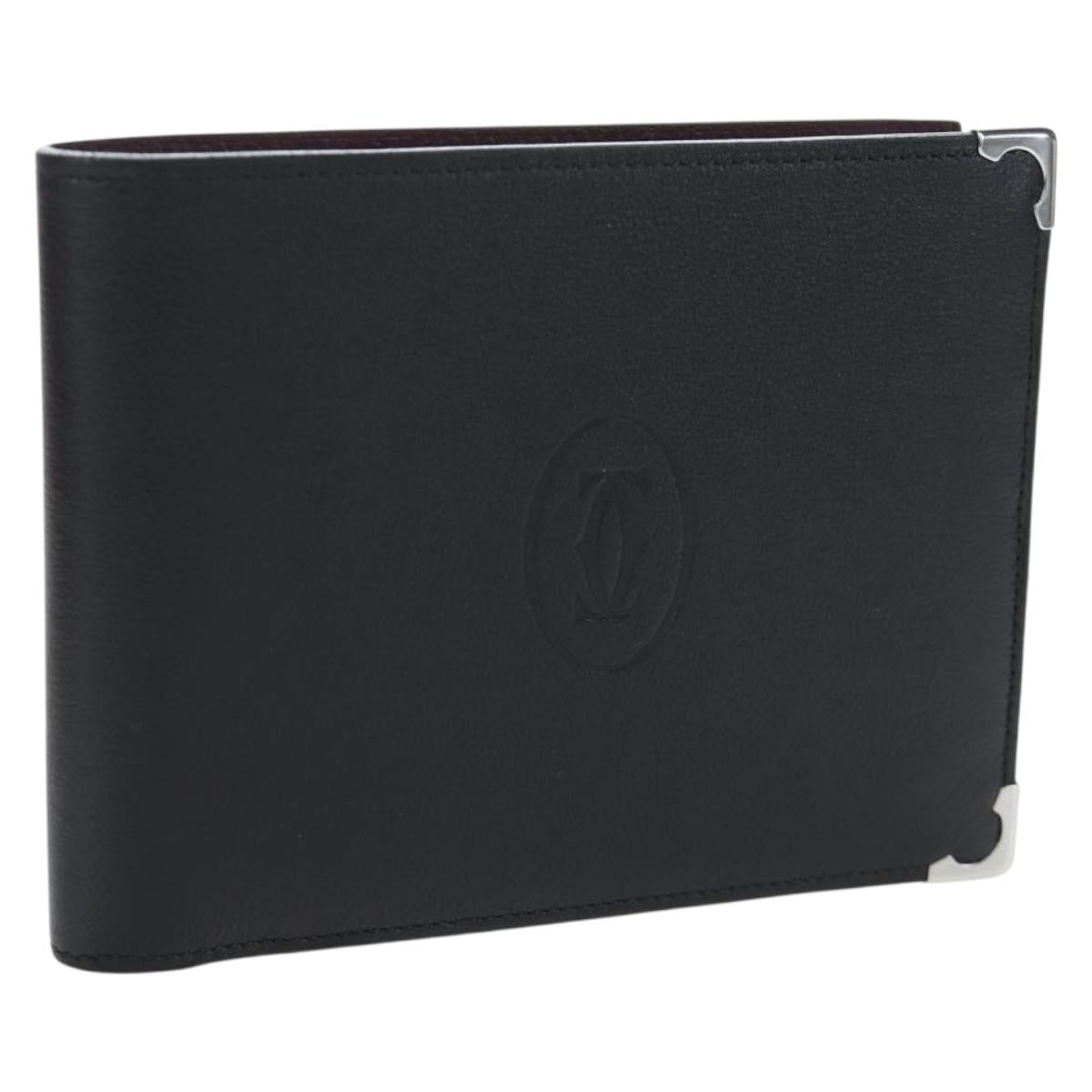 Cartier Bifold Wallet Leather Black Silver