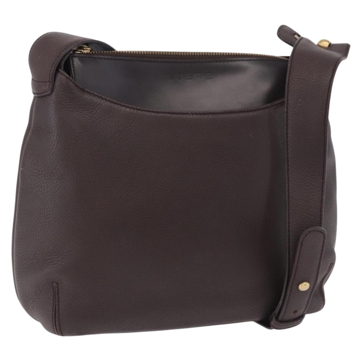 Loewe Shoulder Bag Leather Dark Brown Gold Tone