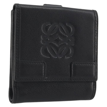 LOEWE Anagram Wallet Leather Black Silver Auth 196748V