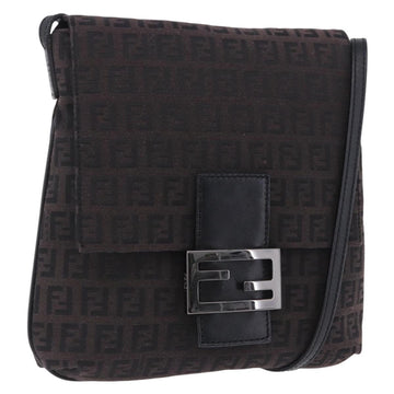 FENDI Zucchino Canvas Mamma Baguette Shoulder Bag Brown 8BT075 Auth 198331V