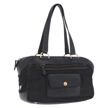 Prada Shoulder Bag Leather nylon Black Gold