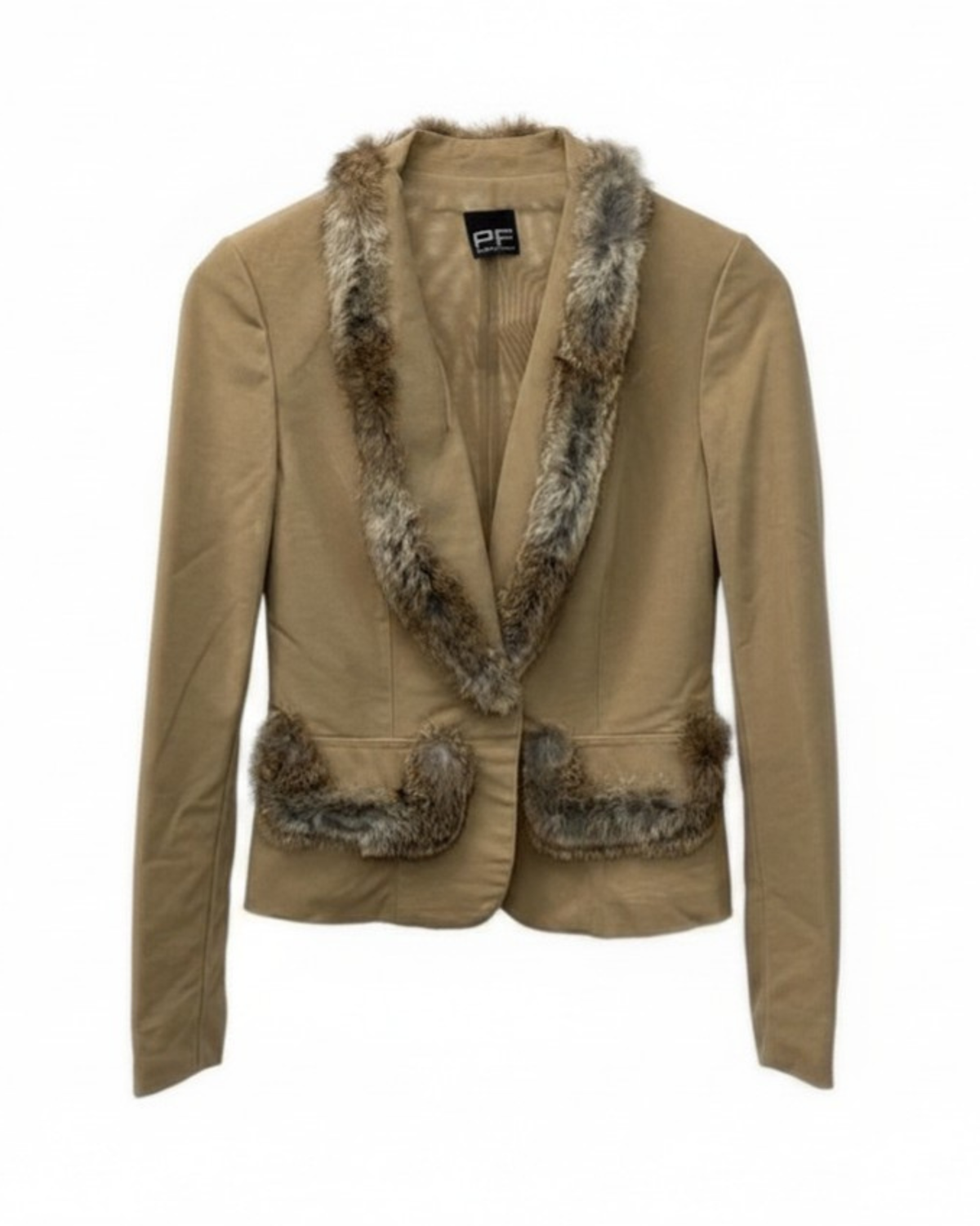 Paola Frani Rabbit Fur Trim Blazer