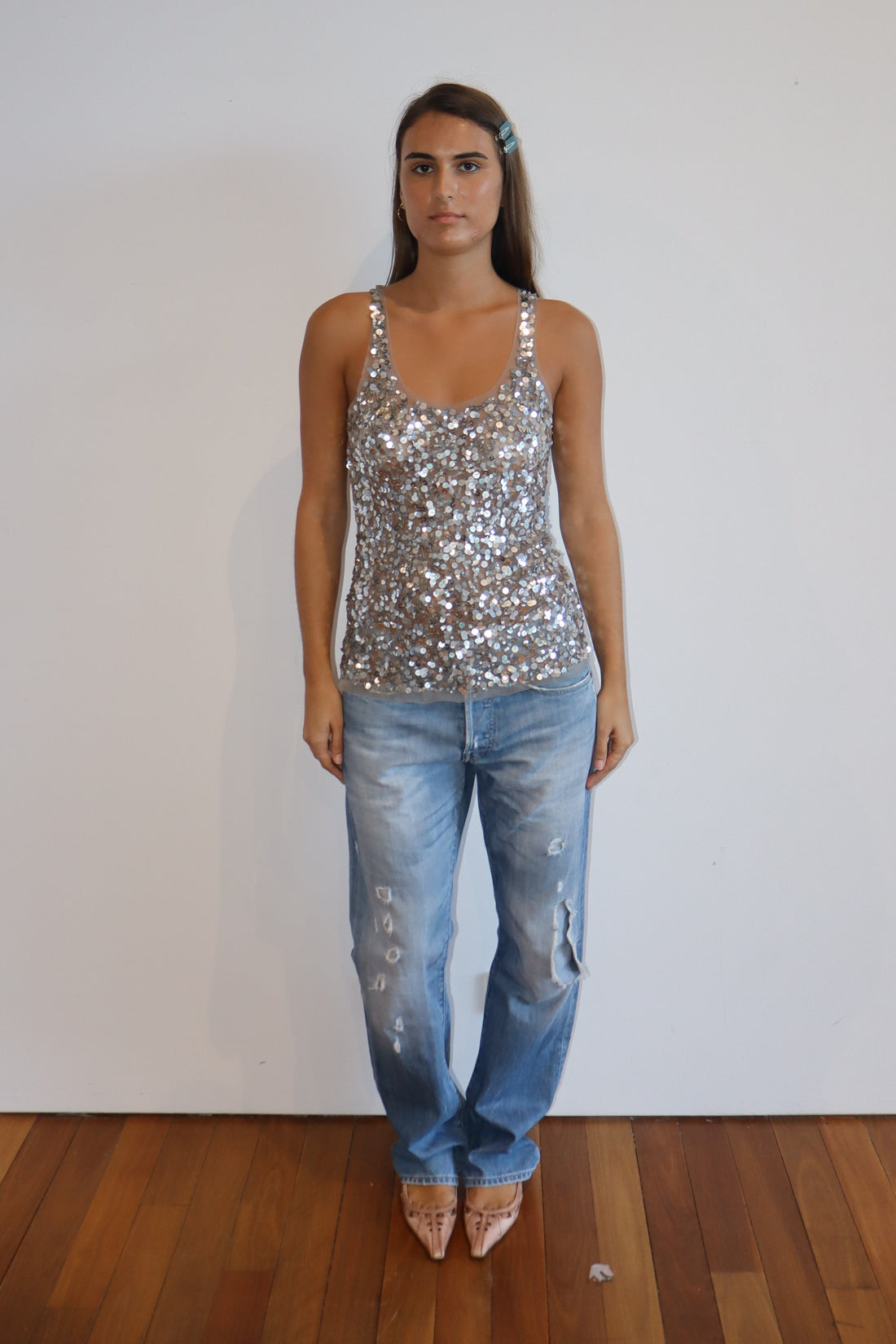 Silver Sequin Tank