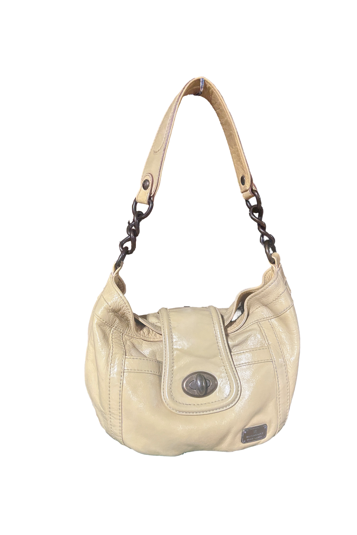 Burberry Chain Handle Leather Cream Bag