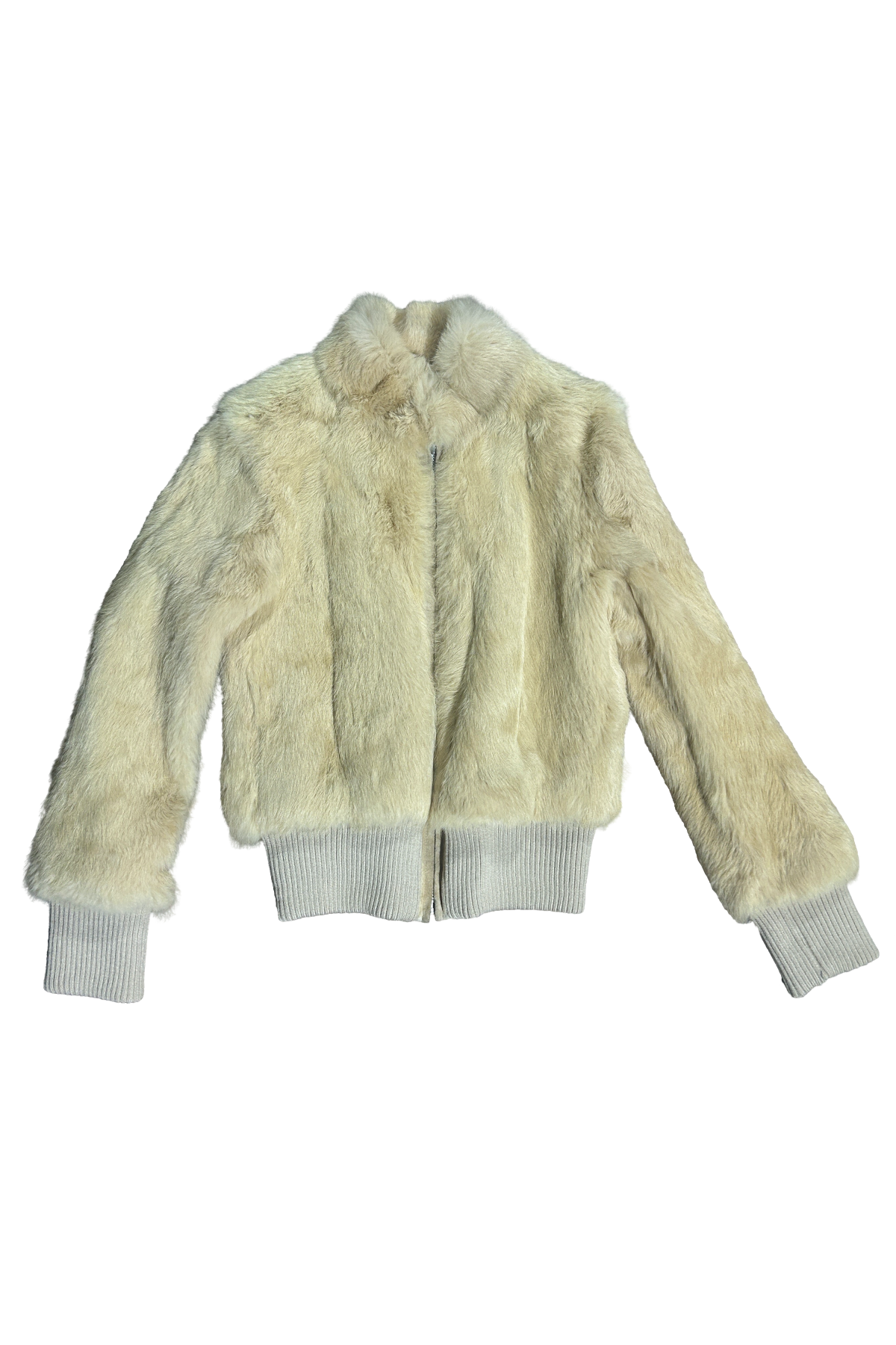 Fur Cream Ribbed Jacket