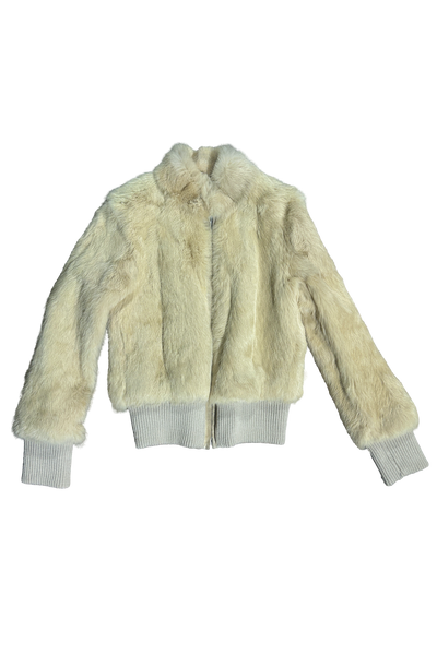 Fur Cream Ribbed Jacket