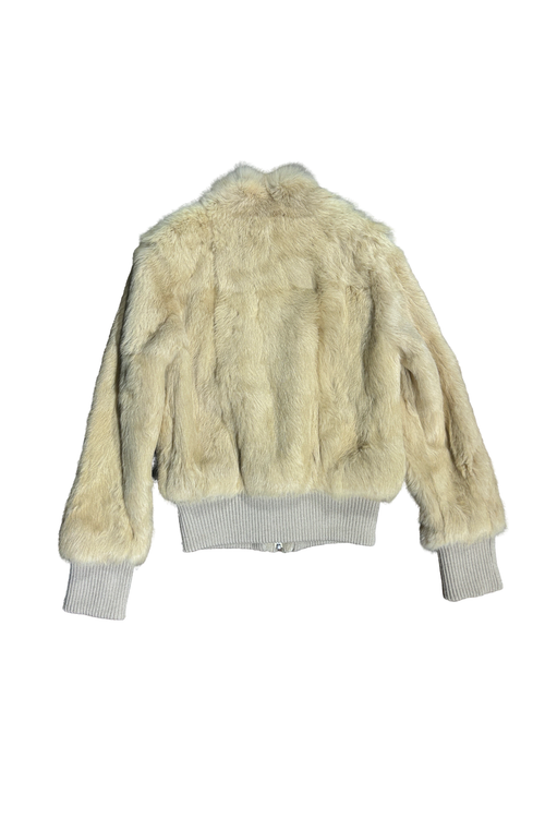 Fur Cream Ribbed Jacket